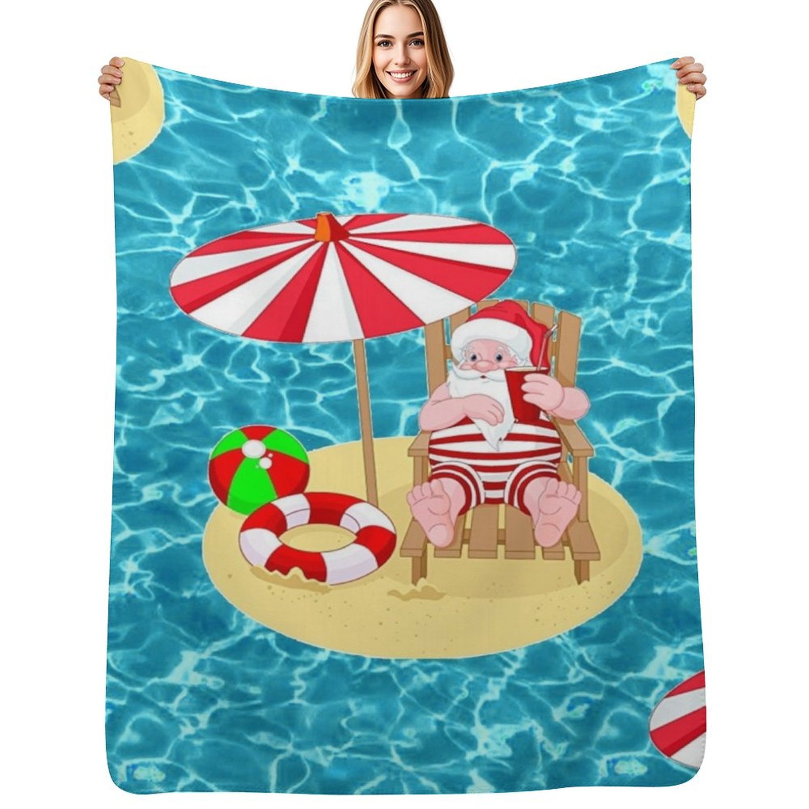 3D Printing Xmas Ideas - xmas beach santa claus Throw Blanket