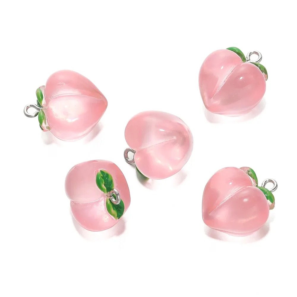 3D Printing Earrings - 10Pcs Transparent Pink Peach Resin Charms