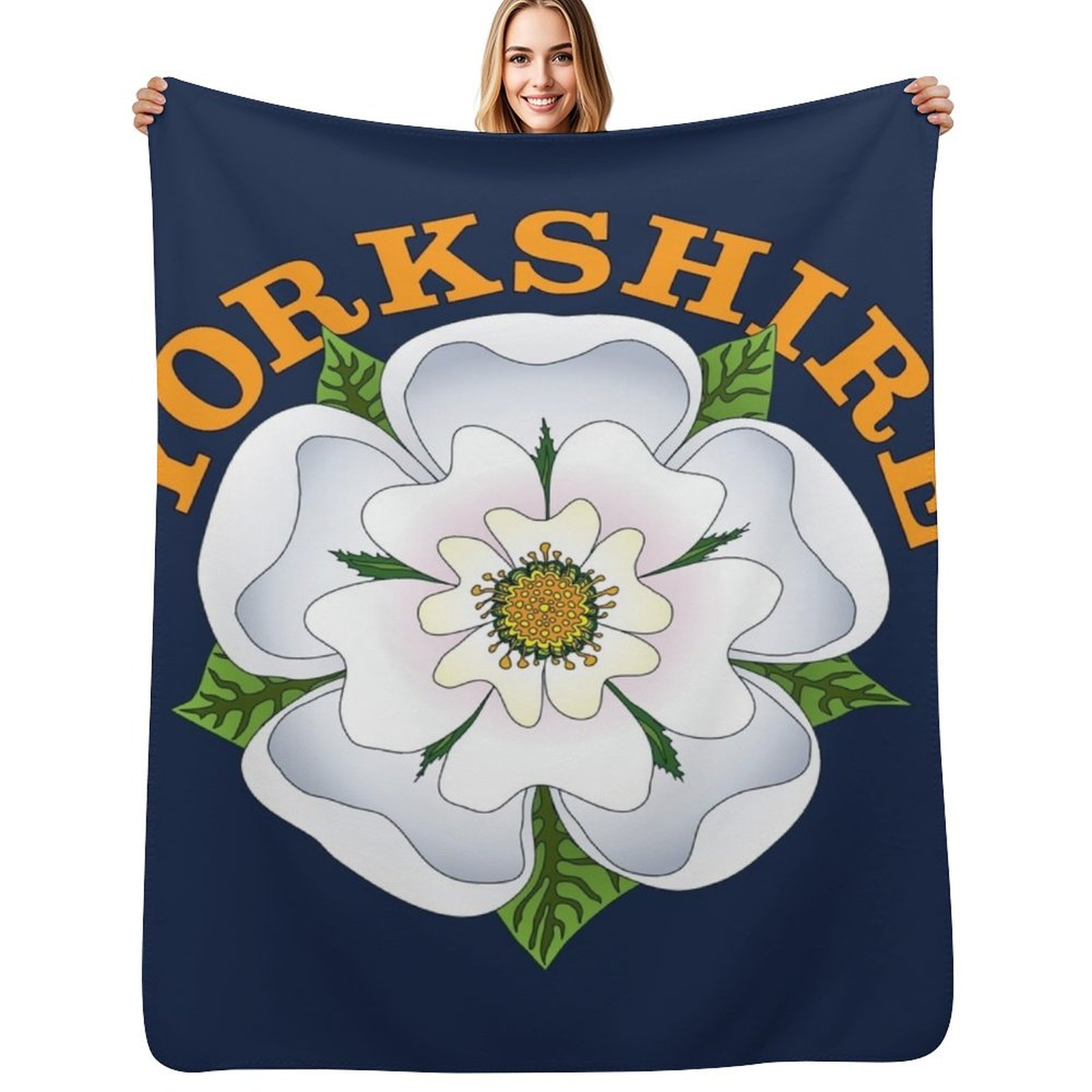 3D Printing Yorkshire - White Rose of Yorkshire Throw Blanket