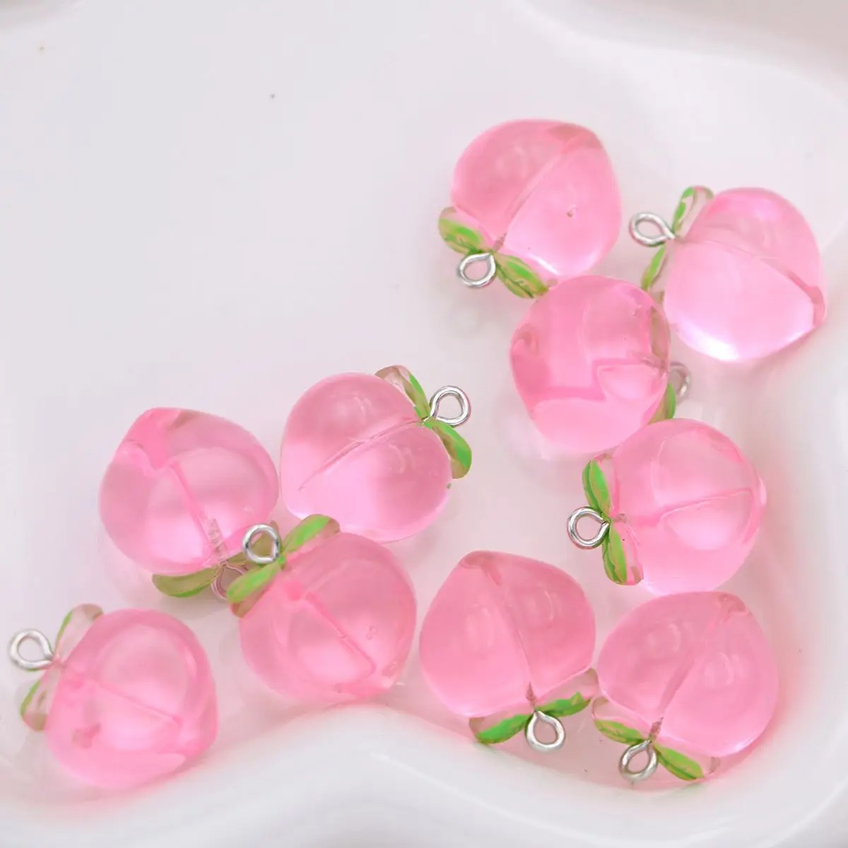 3D Printing Earrings - 10Pcs Mini 3D Pink Peach Fruit