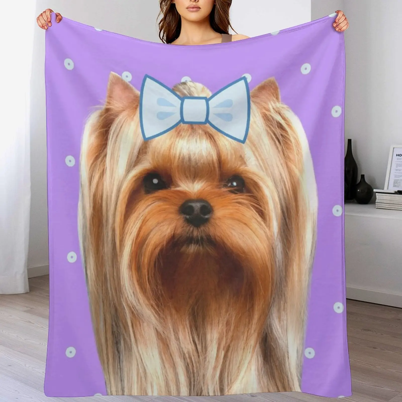3D Printing Yorkshire - Cute purple yorkshire Throw Blanket All
