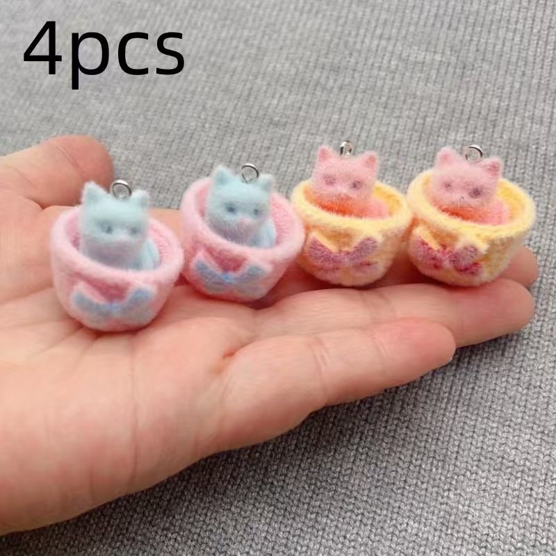 4pcs 3D plush resin cat pendan - огляд і ціна 3D Printing Earrings